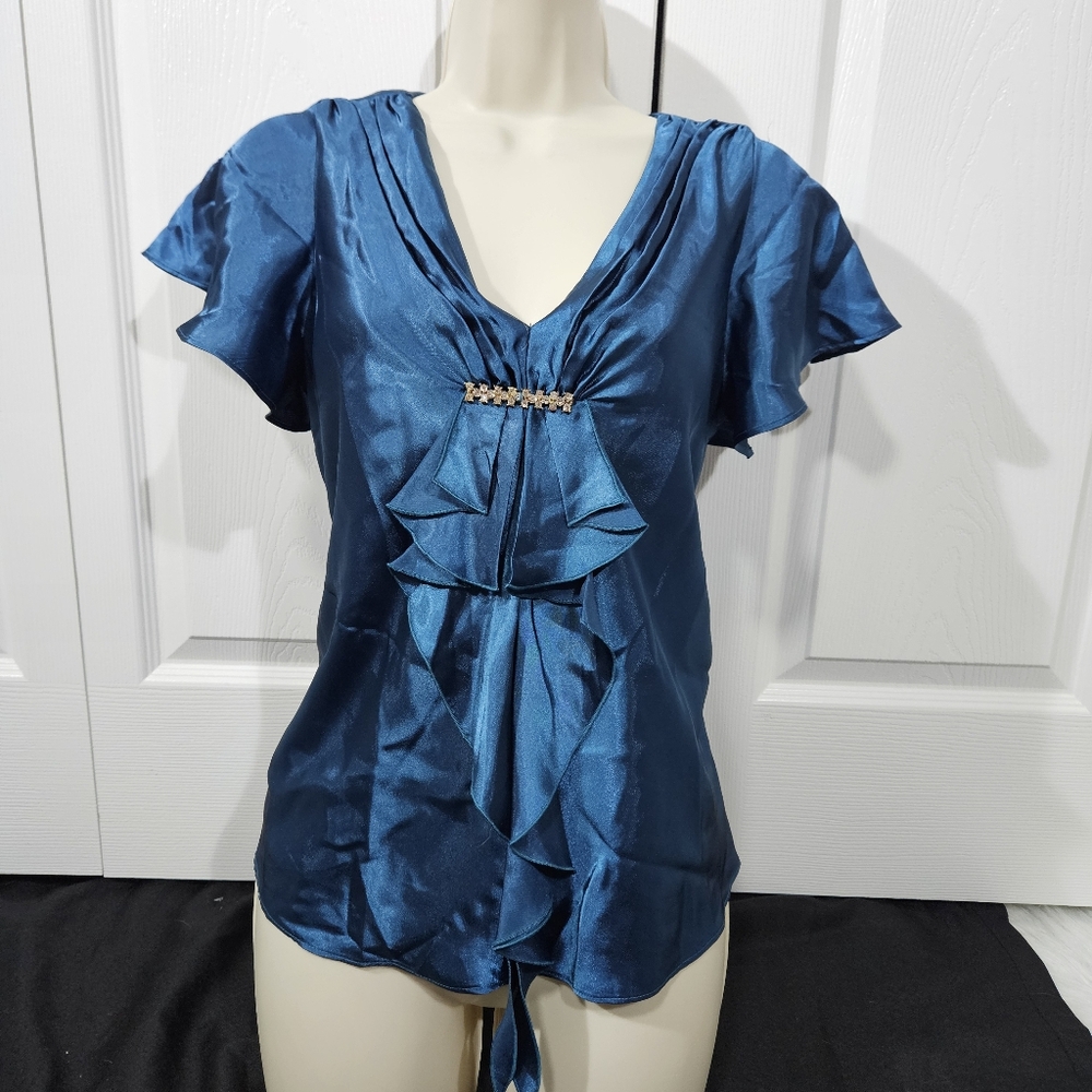 Bay Studio Blue Ruffle Top